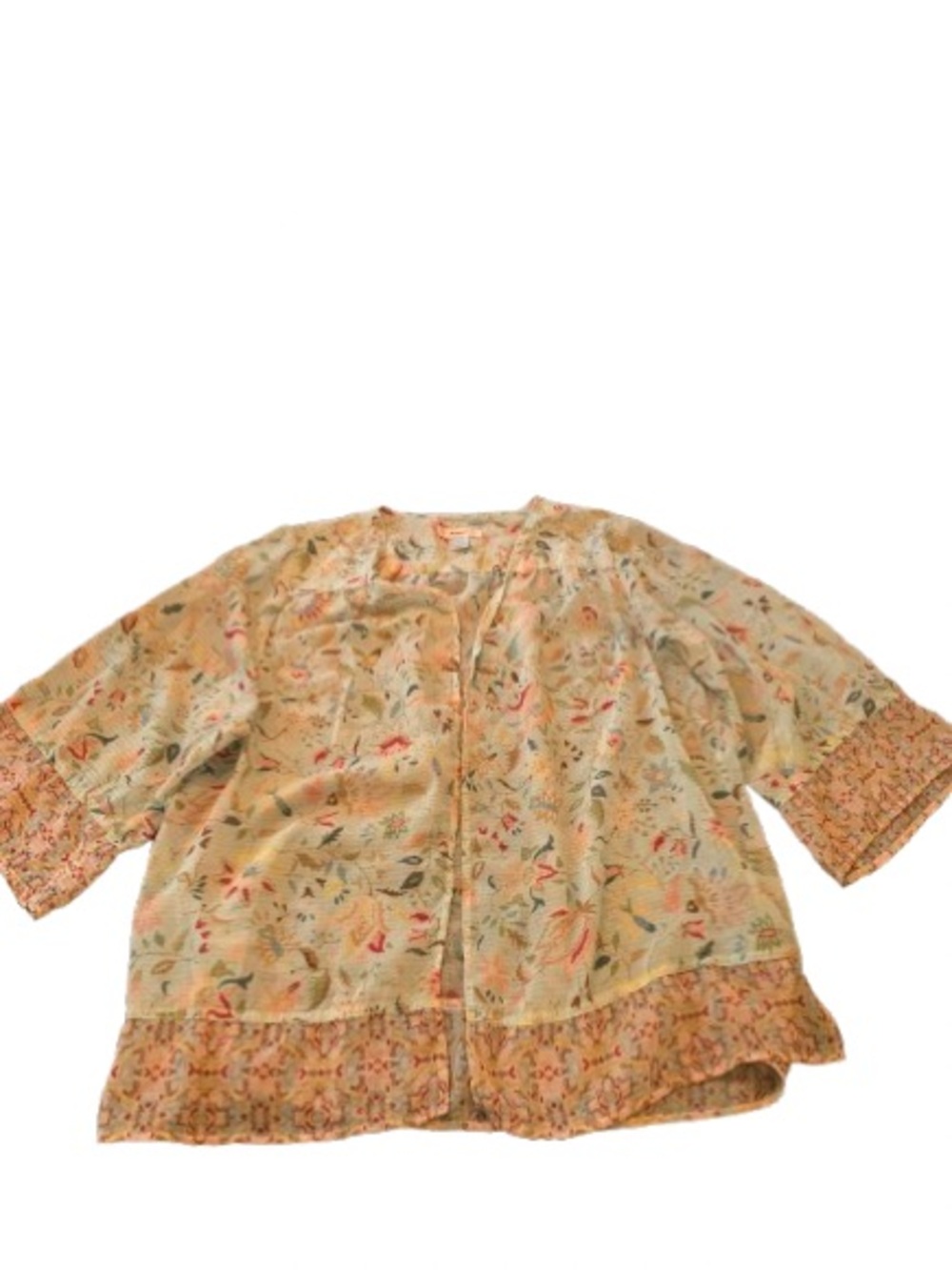 CJ Banks Floral Boho Open Front Kimono Cardigan XL 1X Lightweight